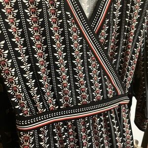 Elegant Black Floral Wrap Dress